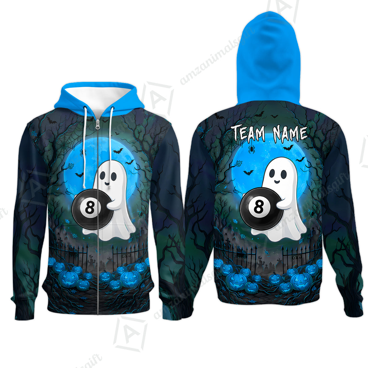 Zip Hoodie||Blue