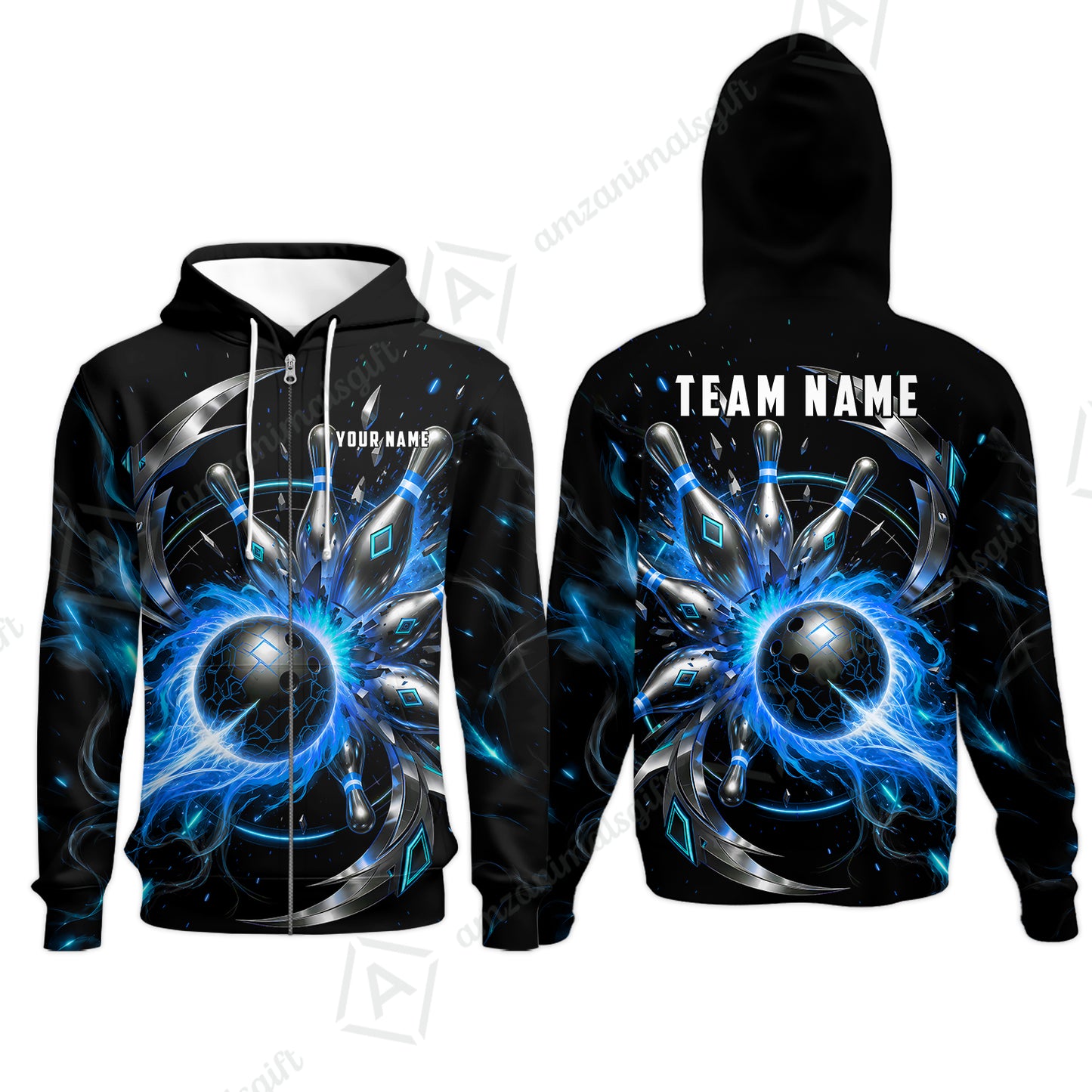 Zip Hoodie||Blue