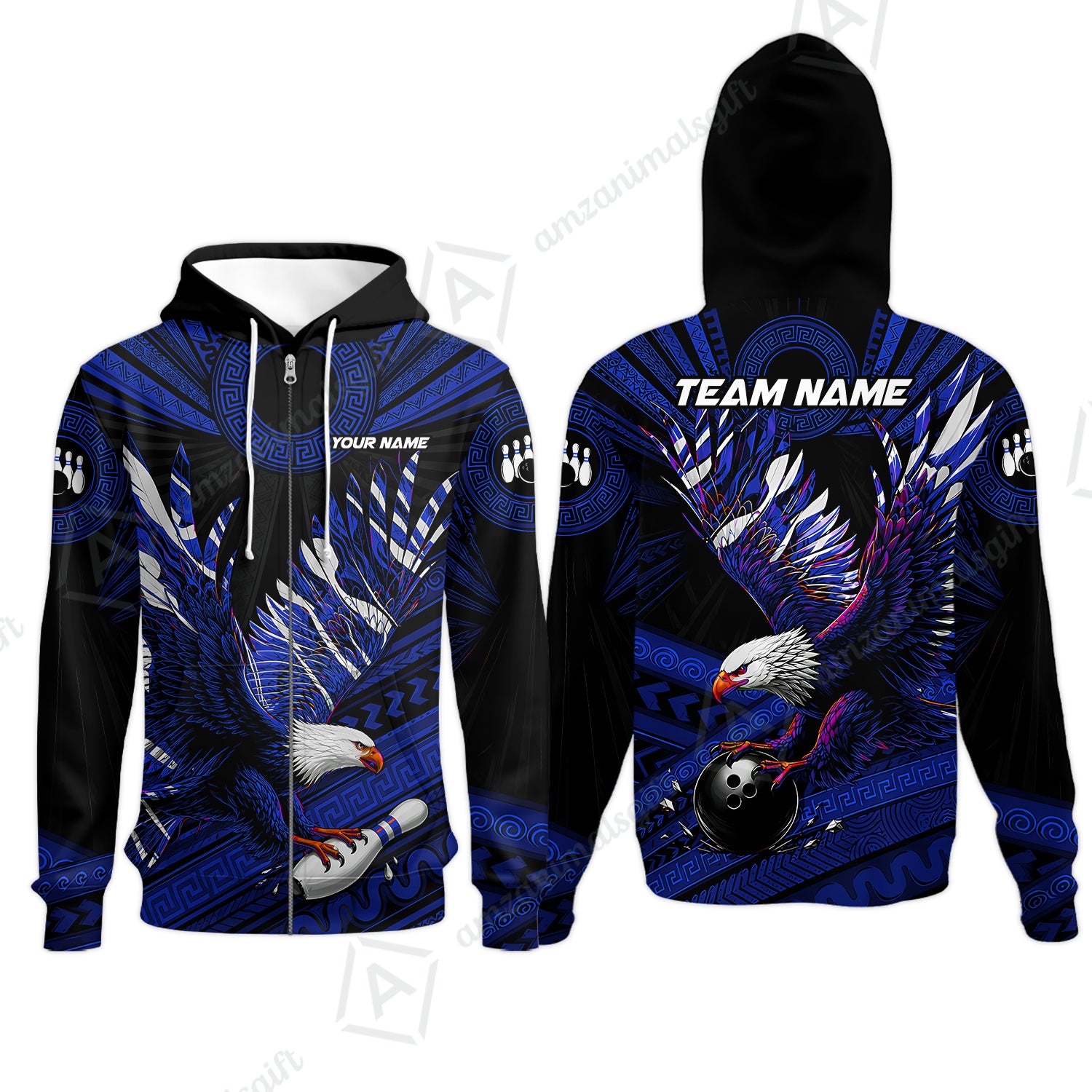 Zip Hoodie||Blue