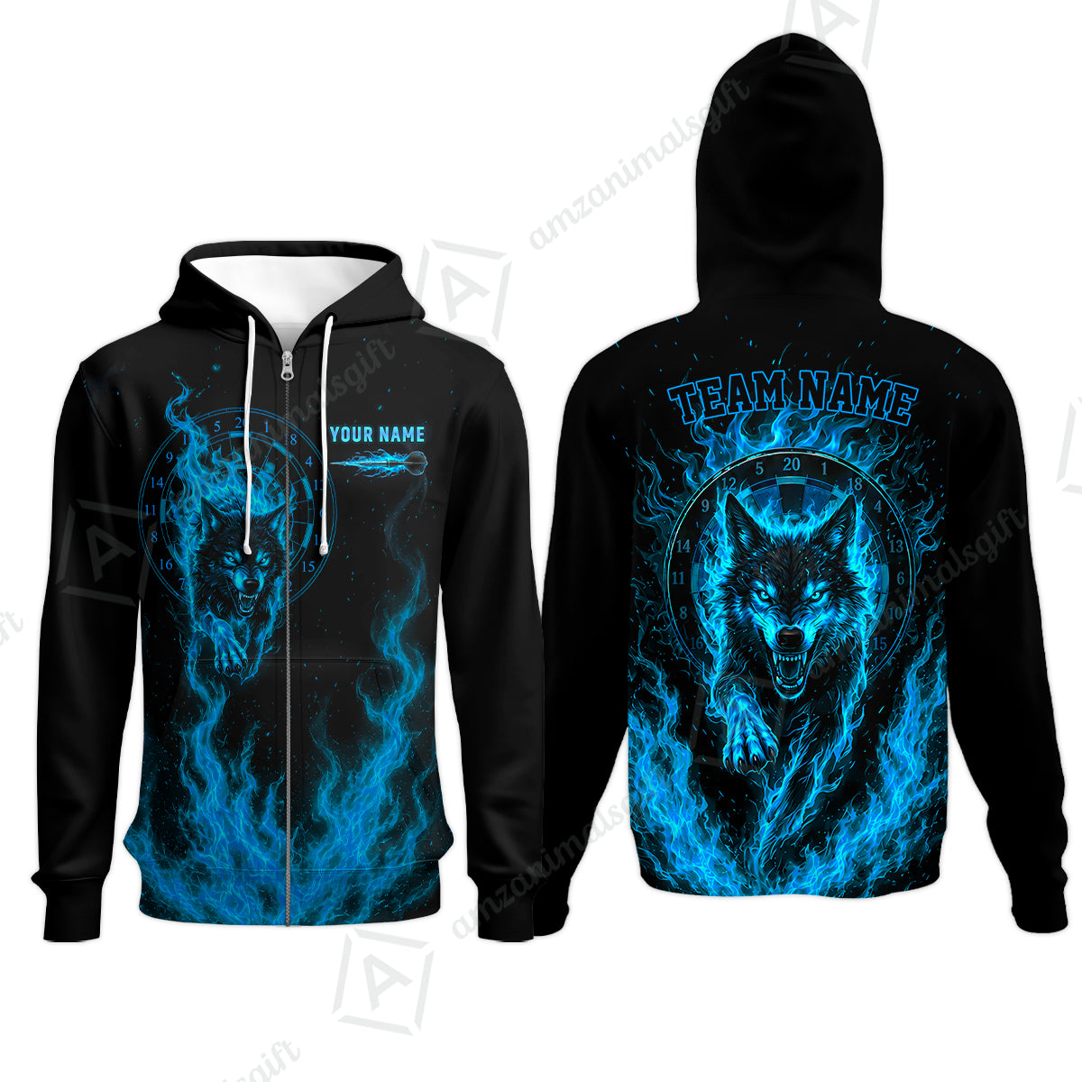 Customized Fire Wolf Dartboard Multicolor Darts Jersey, Personalized Name And Team Name For Players