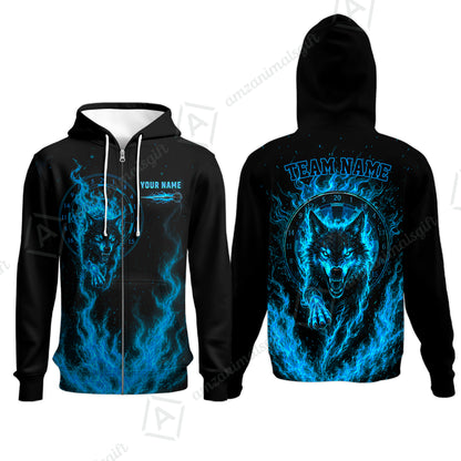 Customized Fire Wolf Dartboard Multicolor Darts Jersey, Personalized Name And Team Name For Players