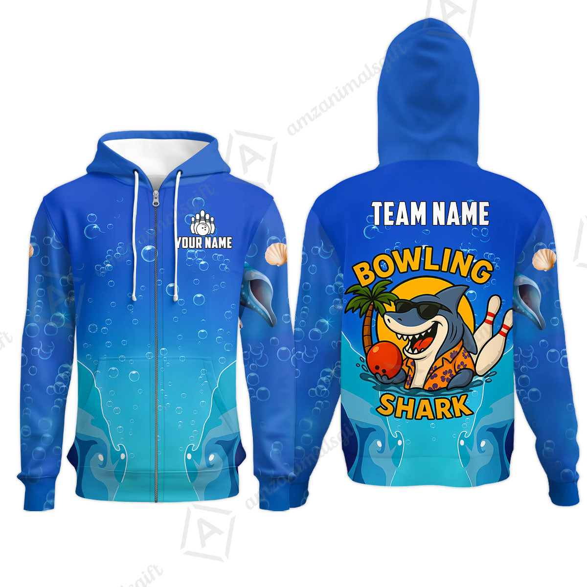 Zip Hoodie||Blue
