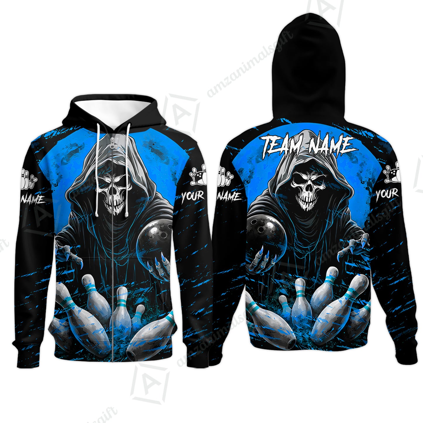 Zip Hoodie||Blue