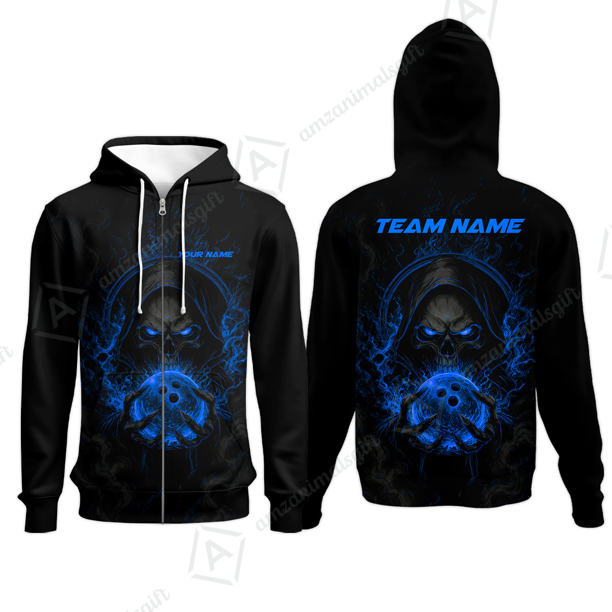 Zip Hoodie||Blue