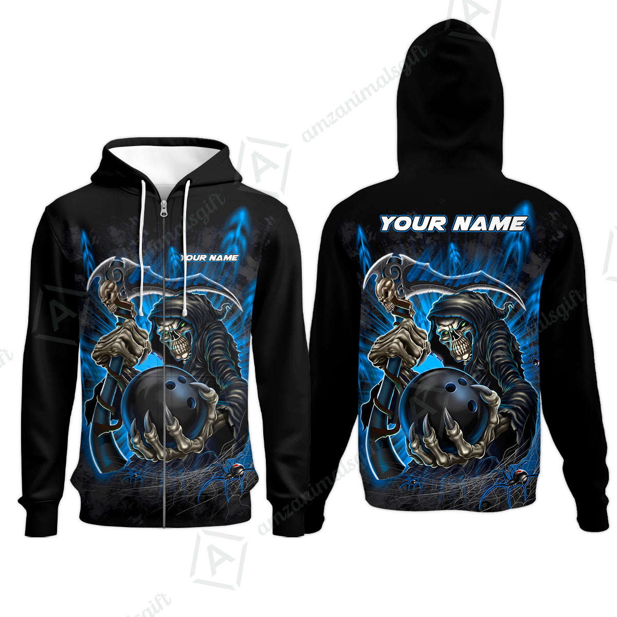 Zip Hoodie||Blue