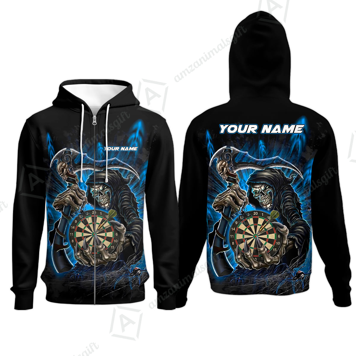 Zip Hoodie||Blue
