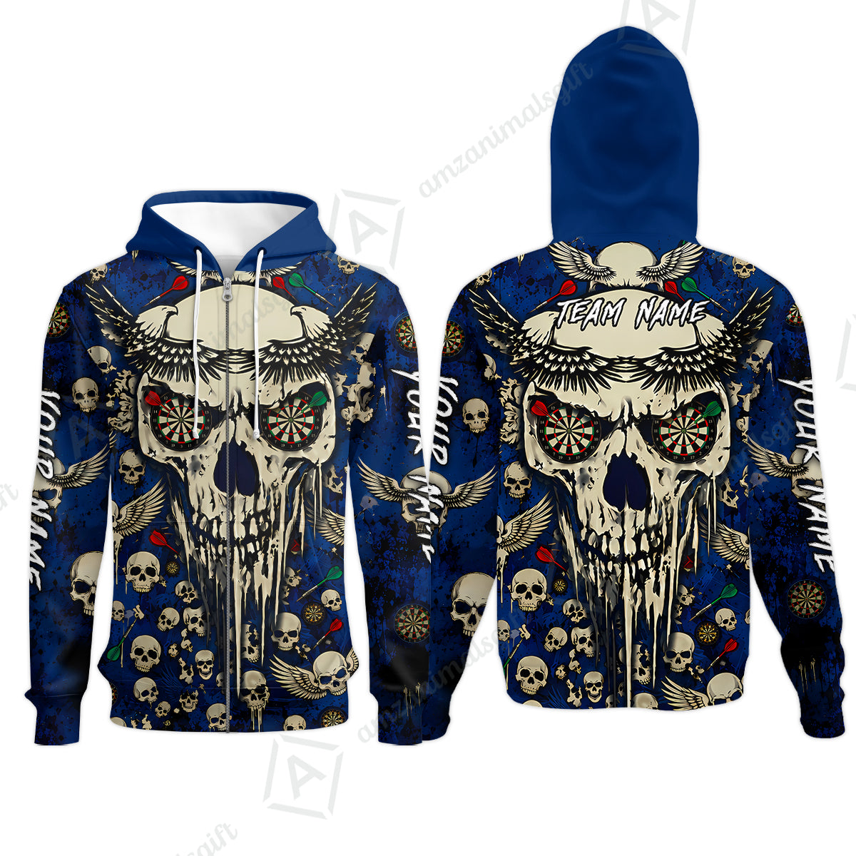Zip Hoodie||Blue