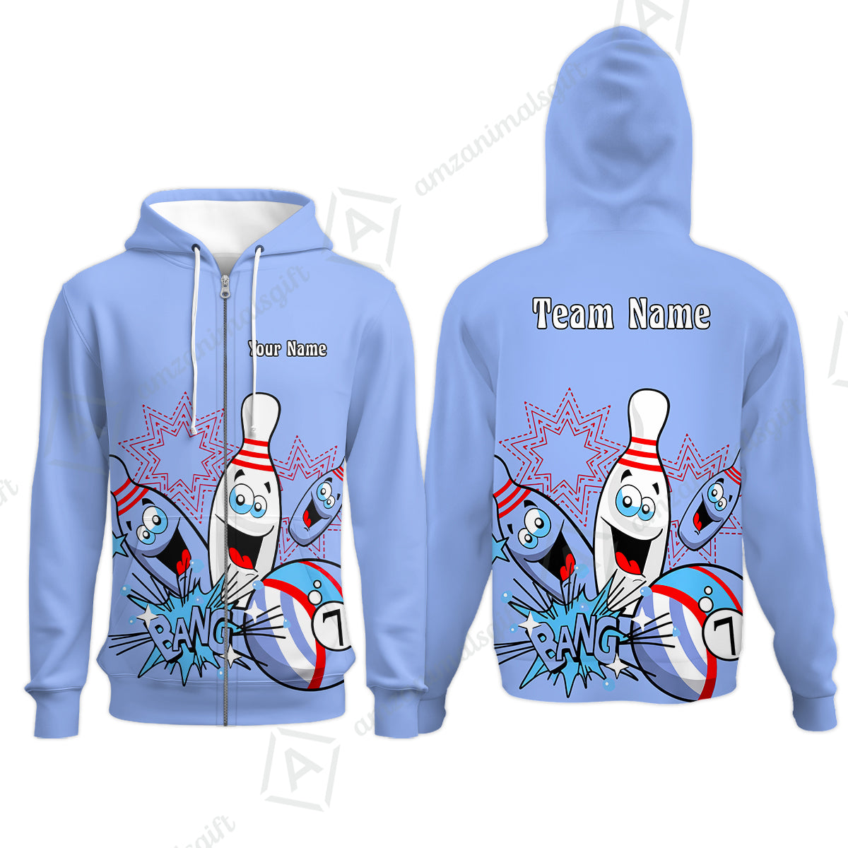Zip Hoodie||Blue