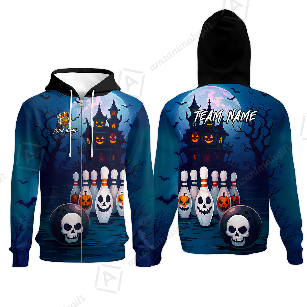 Zip Hoodie||Blue