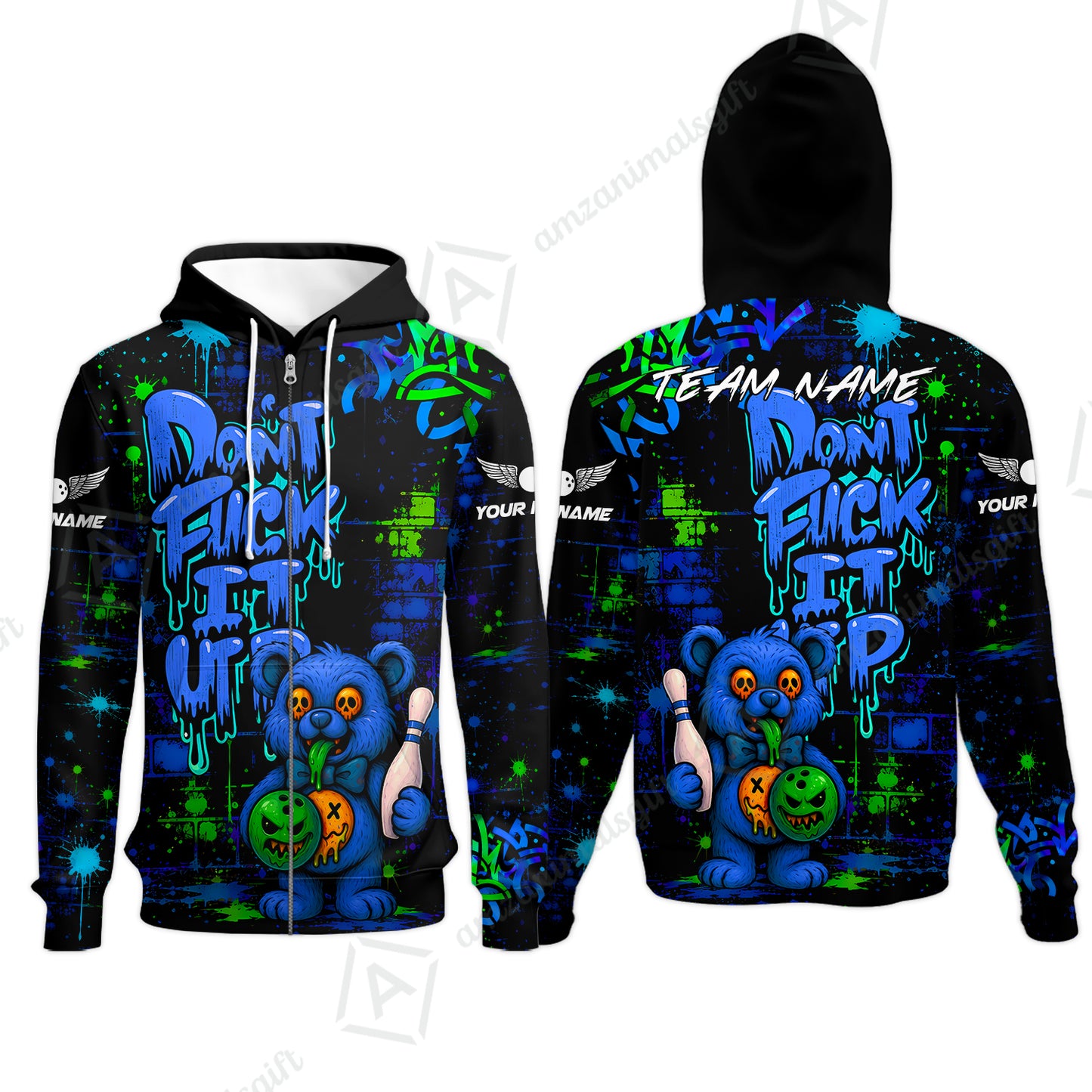 Zip Hoodie||Blue