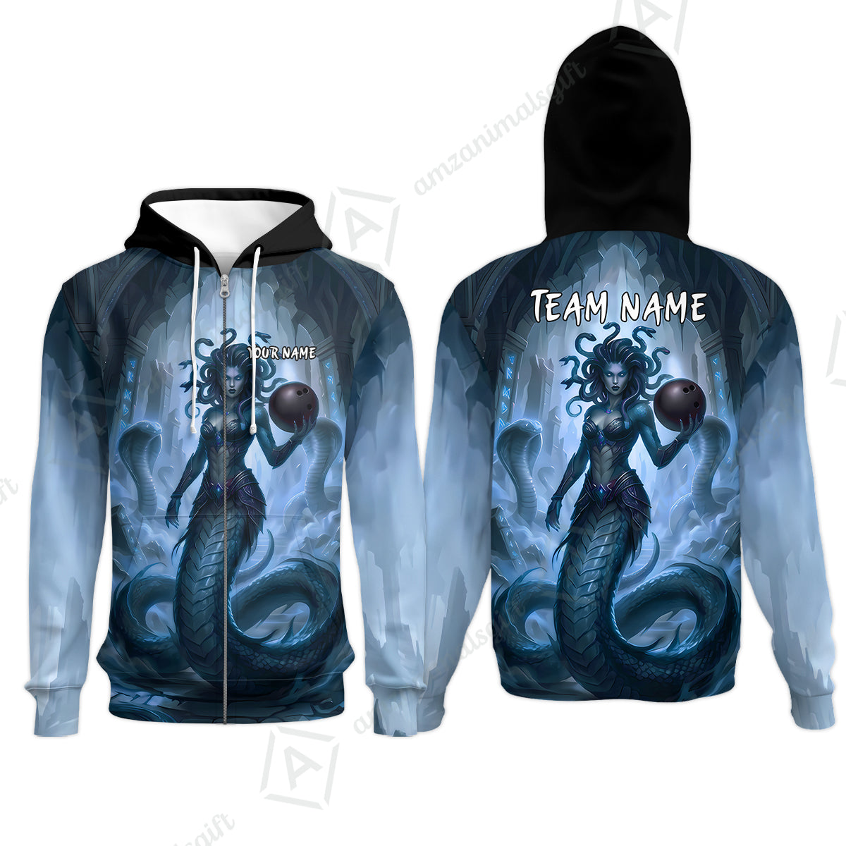 Zip Hoodie||Blue