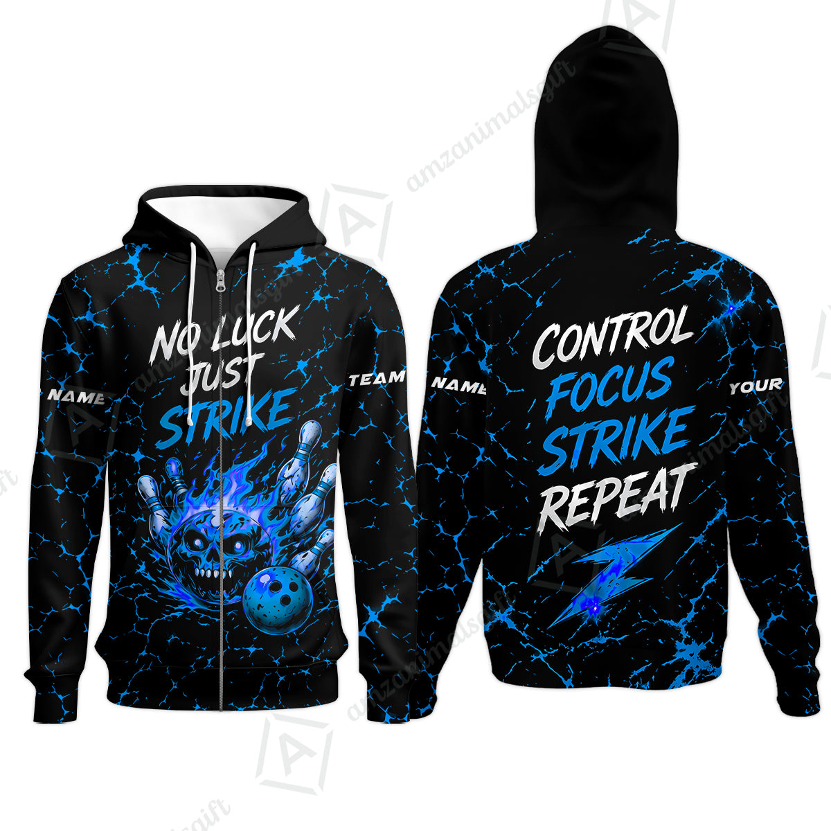 Zip Hoodie||Blue