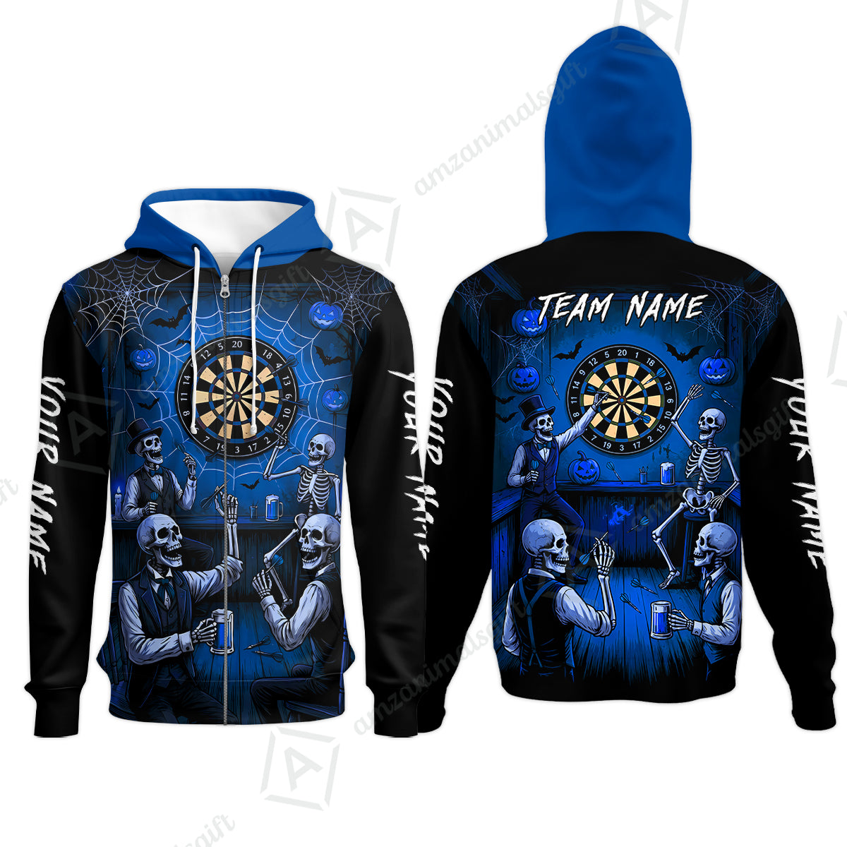 Zip Hoodie||Blue