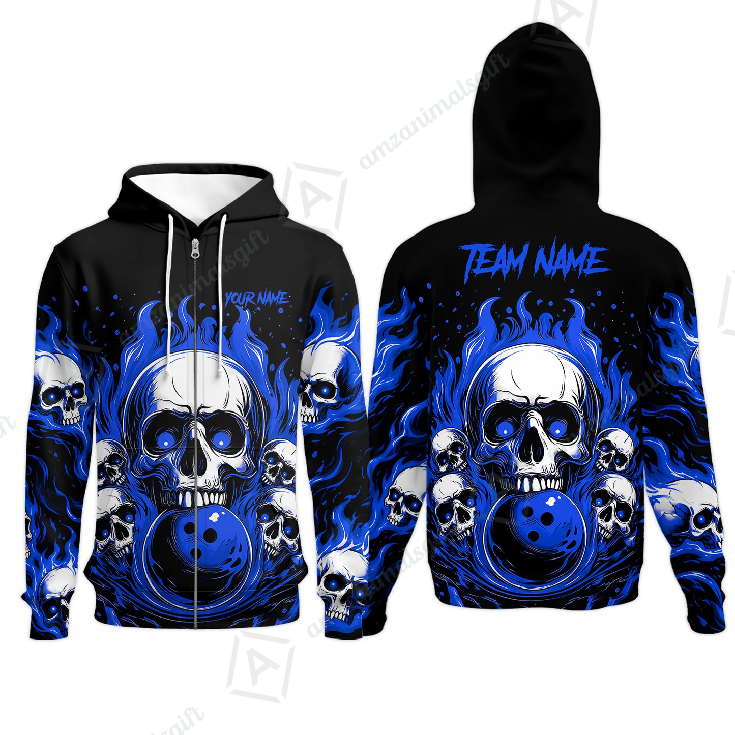 Zip Hoodie||Blue