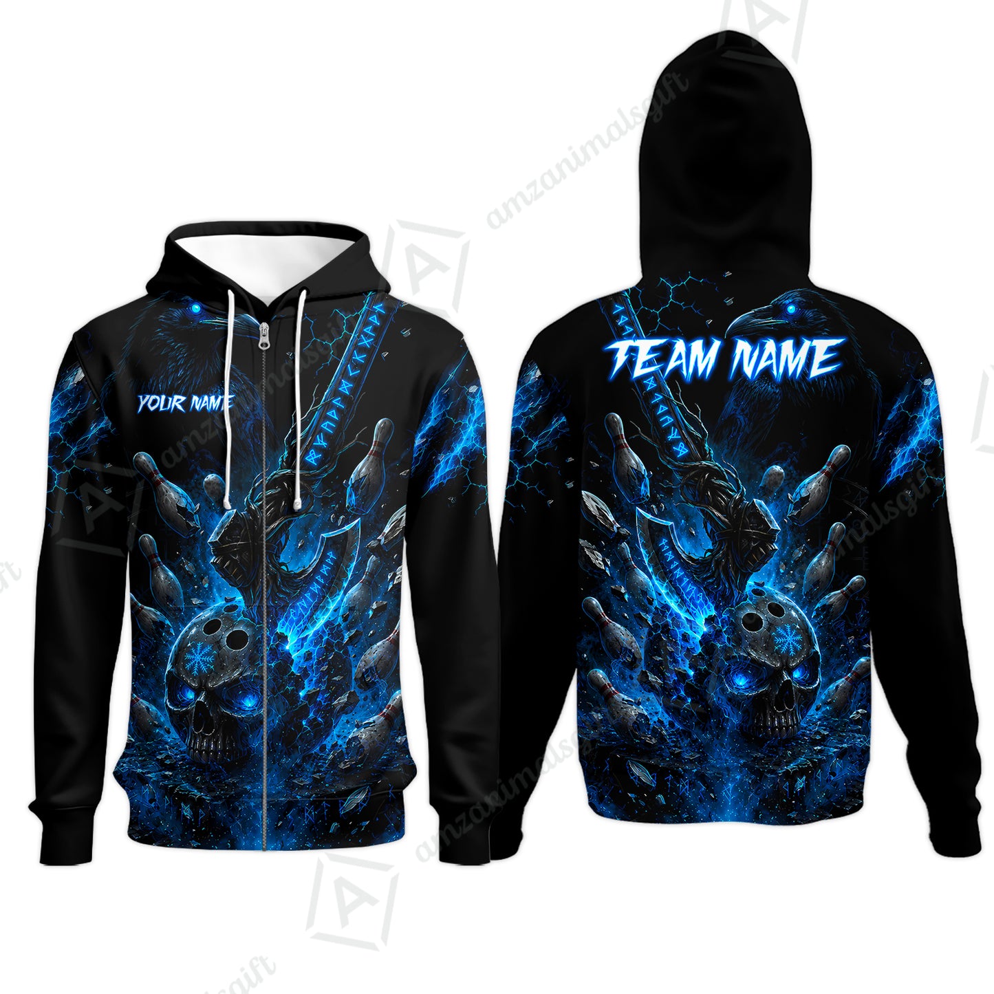 Zip Hoodie||Blue