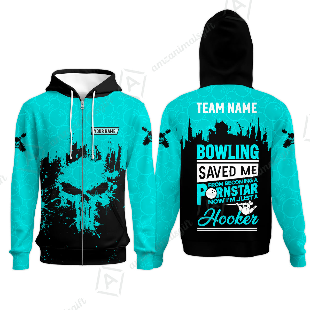 Zip Hoodie||Cyan