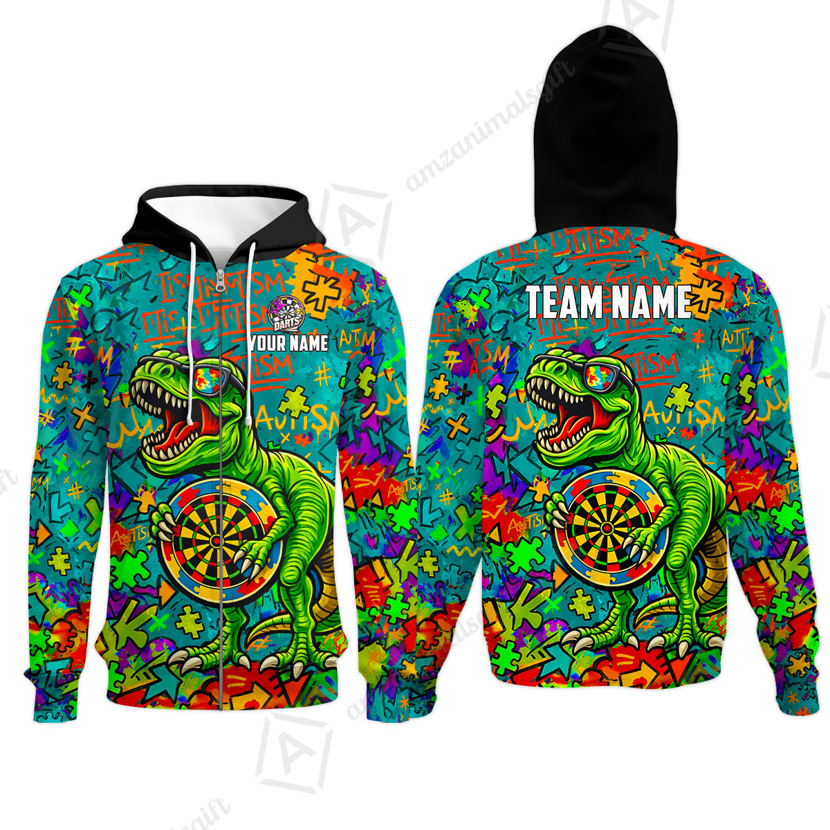 Zip Hoodie||Cyan