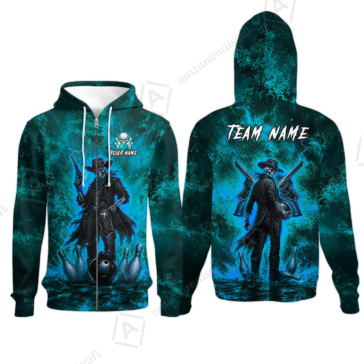 Zip Hoodie||Cyan