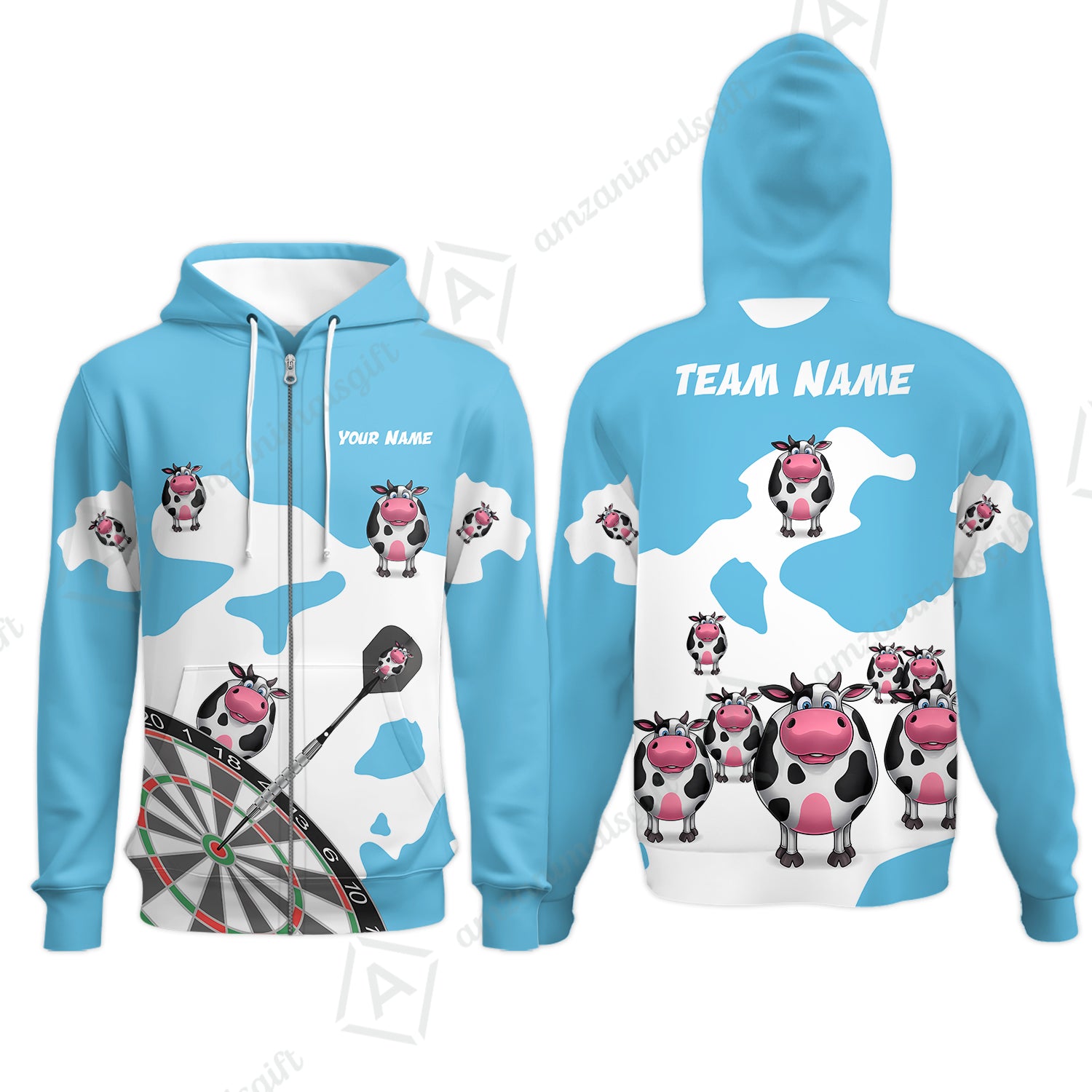 Zip Hoodie||Cyan