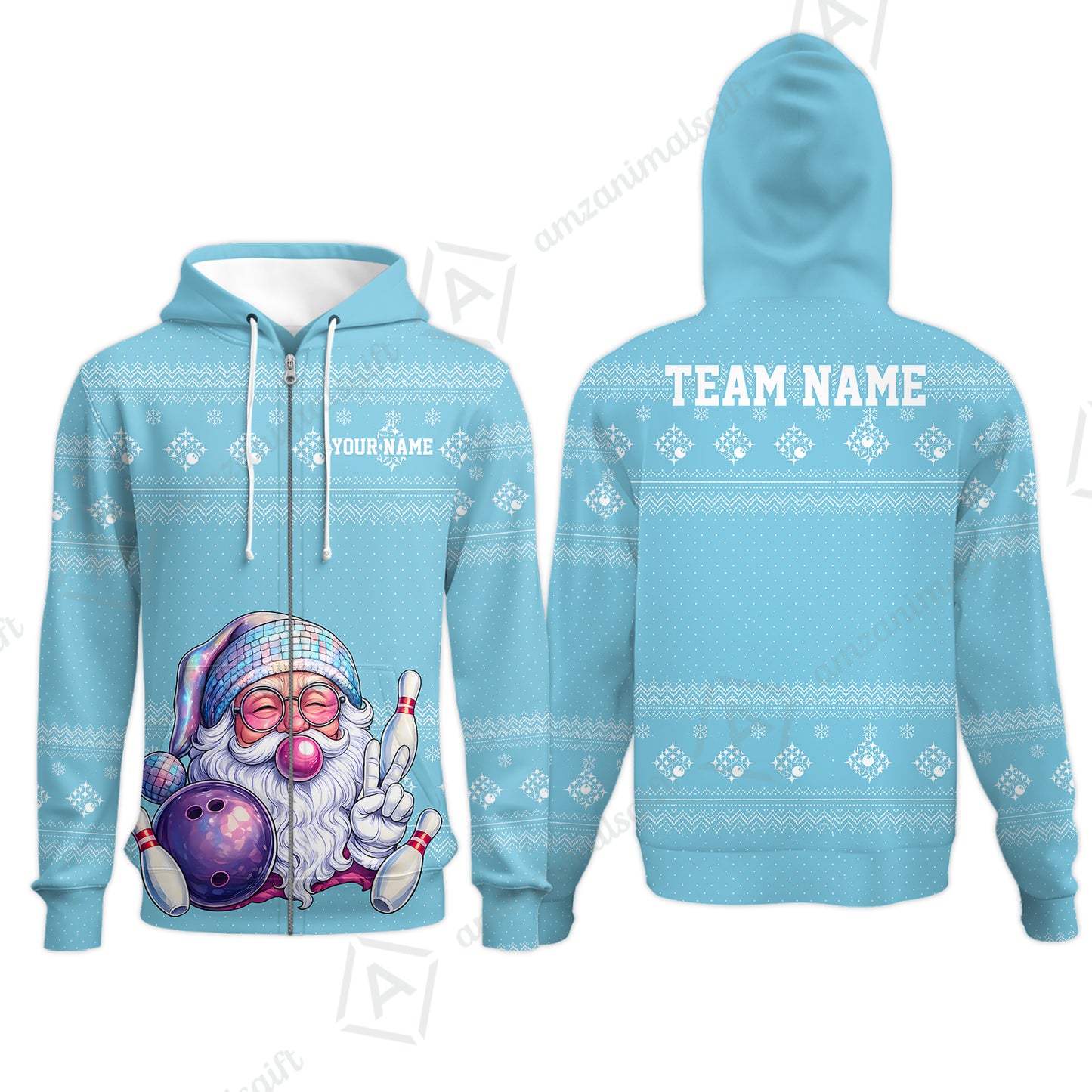 Zip Hoodie||Cyan