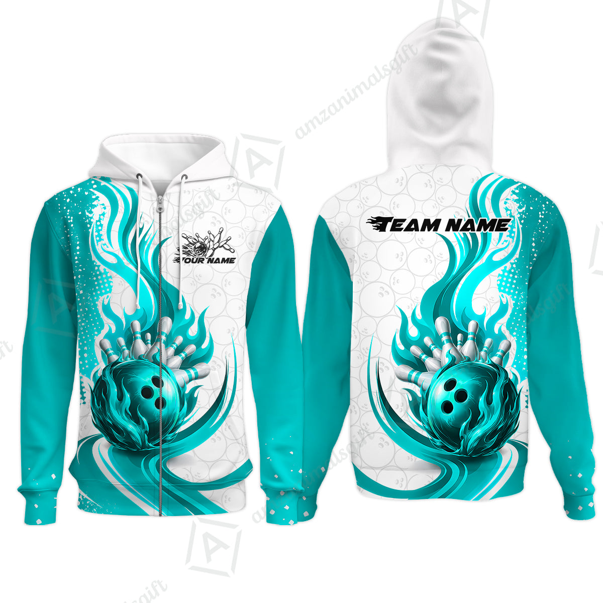 Zip Hoodie||Cyan