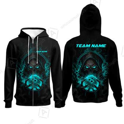 Zip Hoodie||Cyan