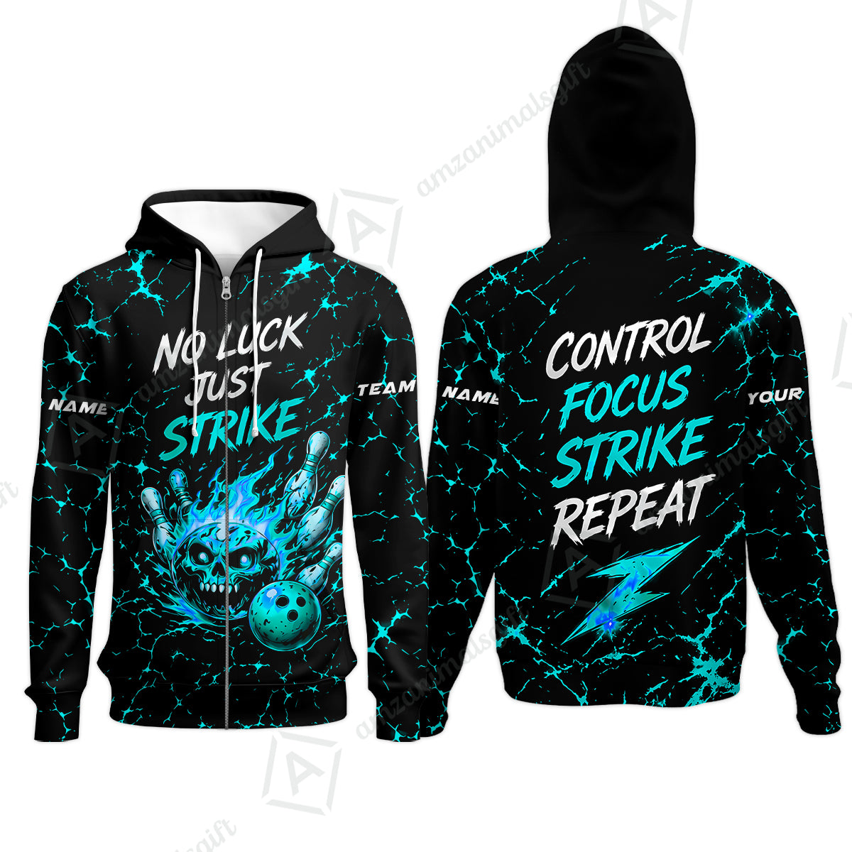 Zip Hoodie||Cyan
