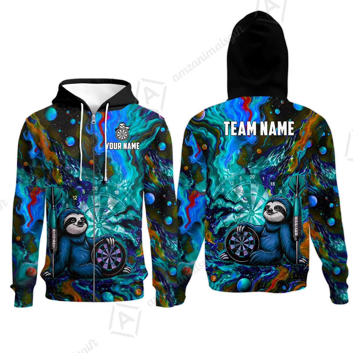 Zip Hoodie||Cyan