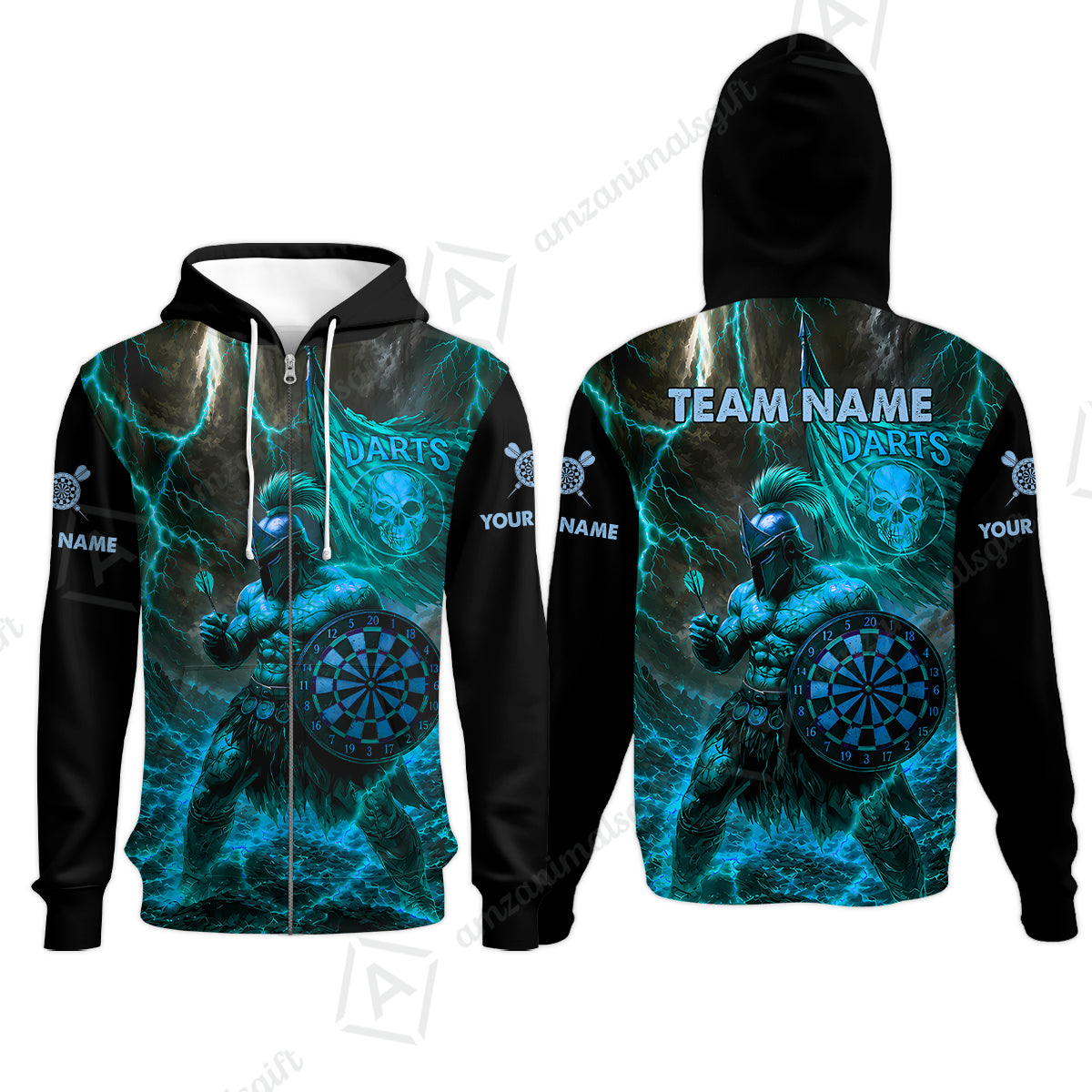 Zip Hoodie||Cyan