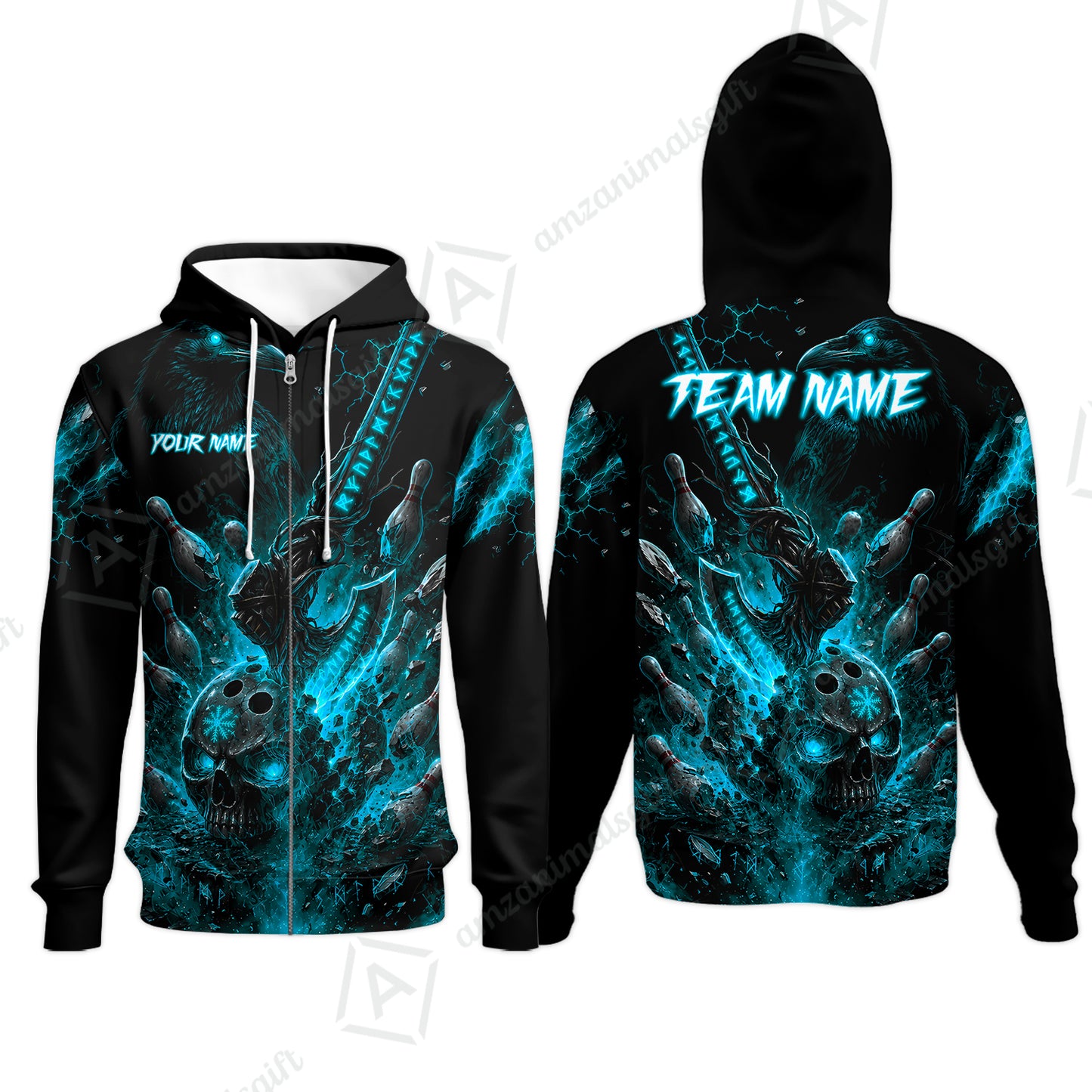 Zip Hoodie||Cyan