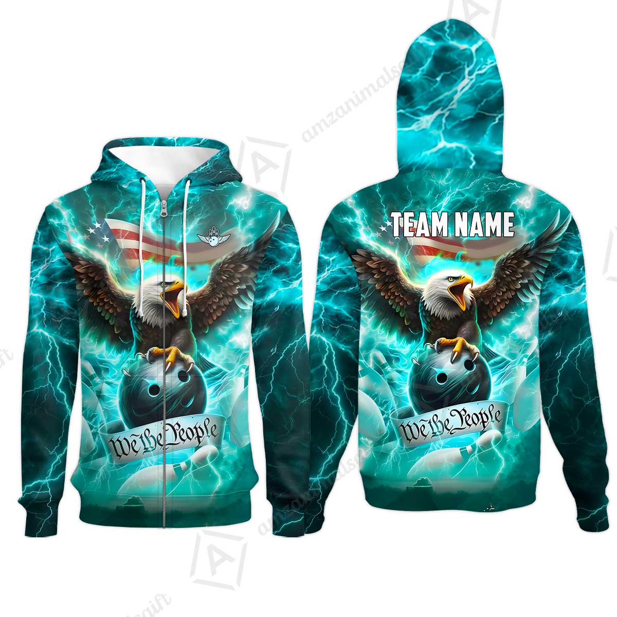 Zip Hoodie||Cyan