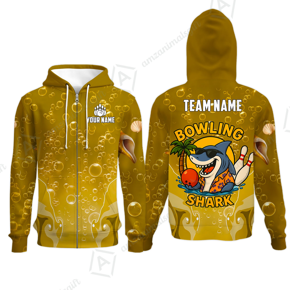 Zip Hoodie||Gold