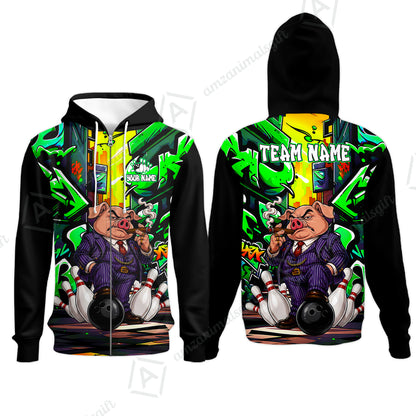 Zip Hoodie||Green