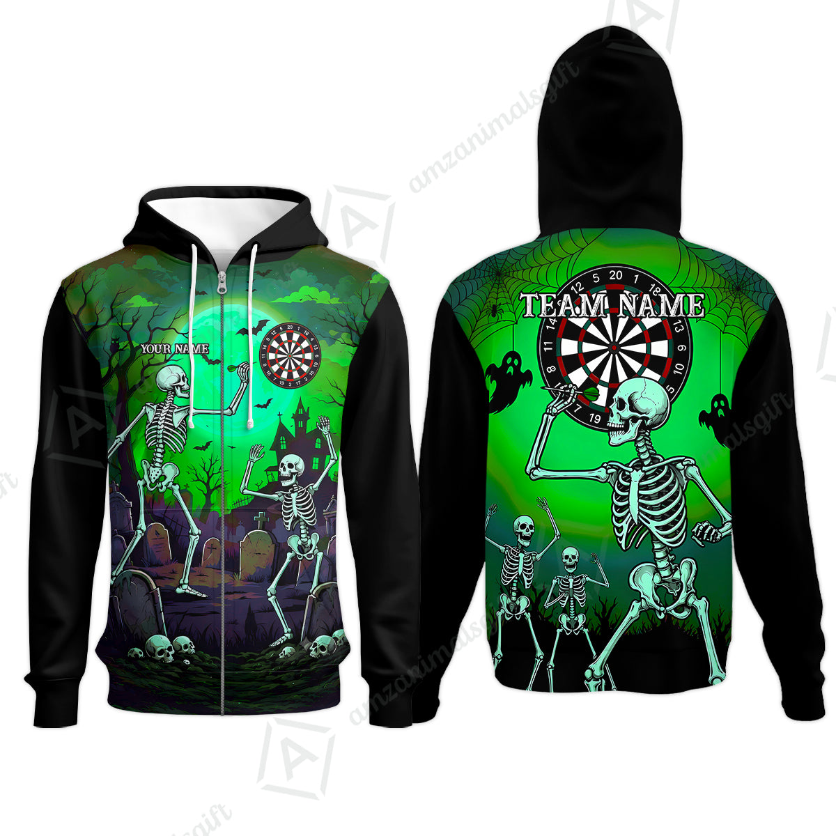 Zip Hoodie||Green