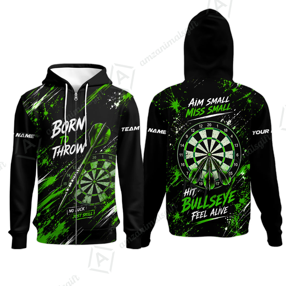 Zip Hoodie||Green
