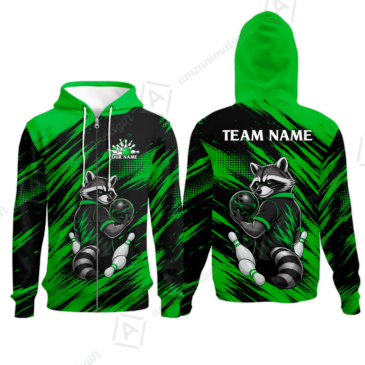 Zip Hoodie||Green