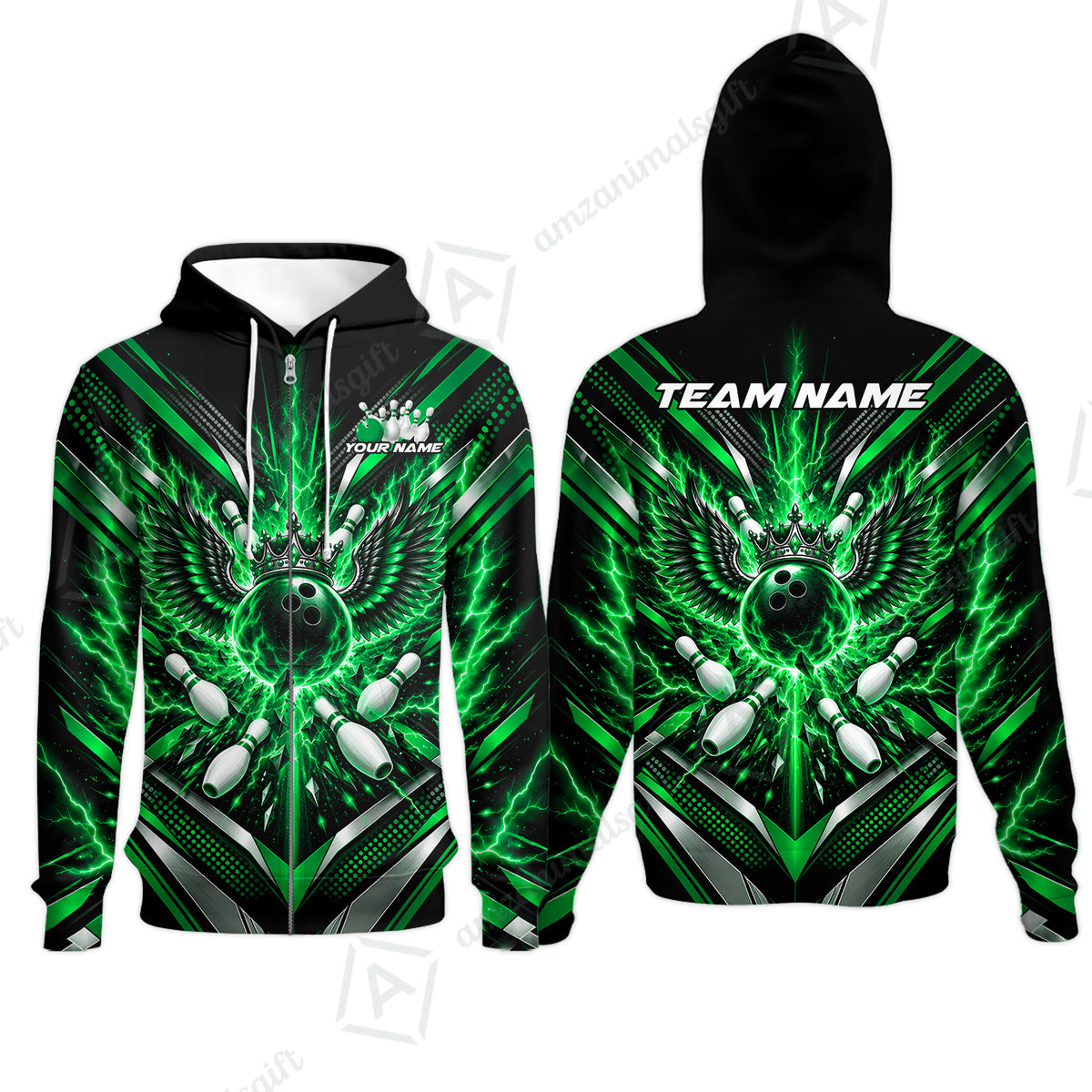 Zip Hoodie||Green