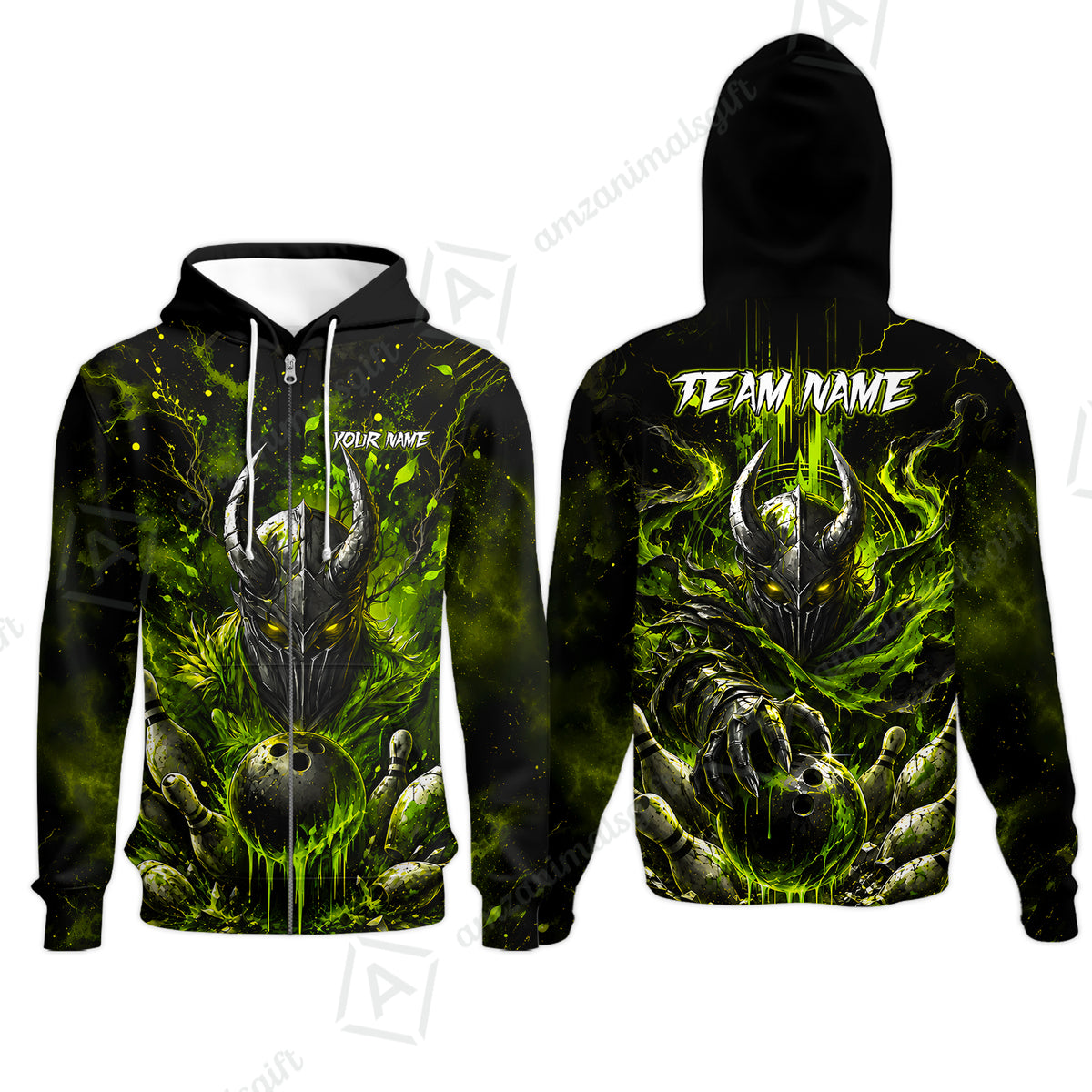 Zip Hoodie||Green