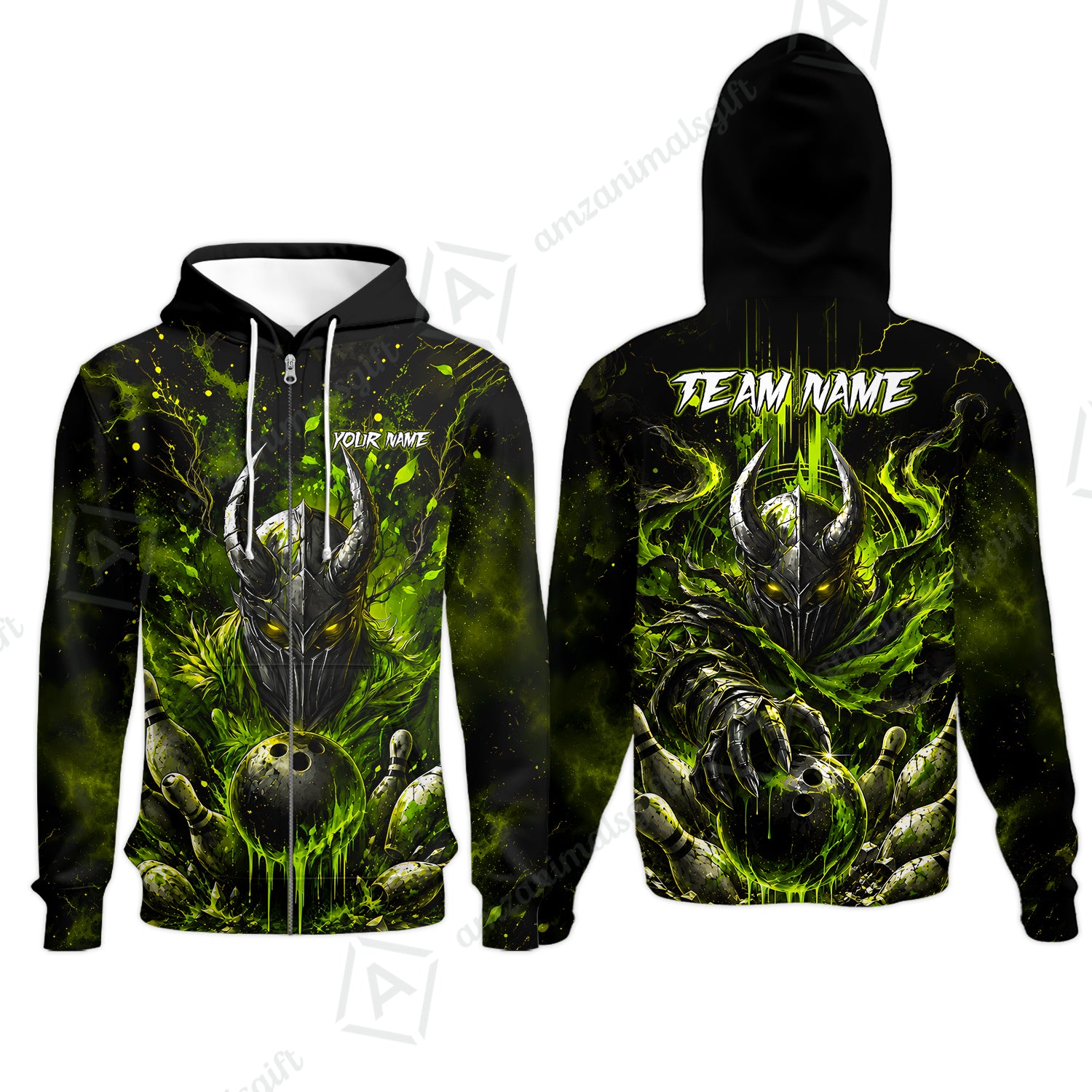 Zip Hoodie||Green
