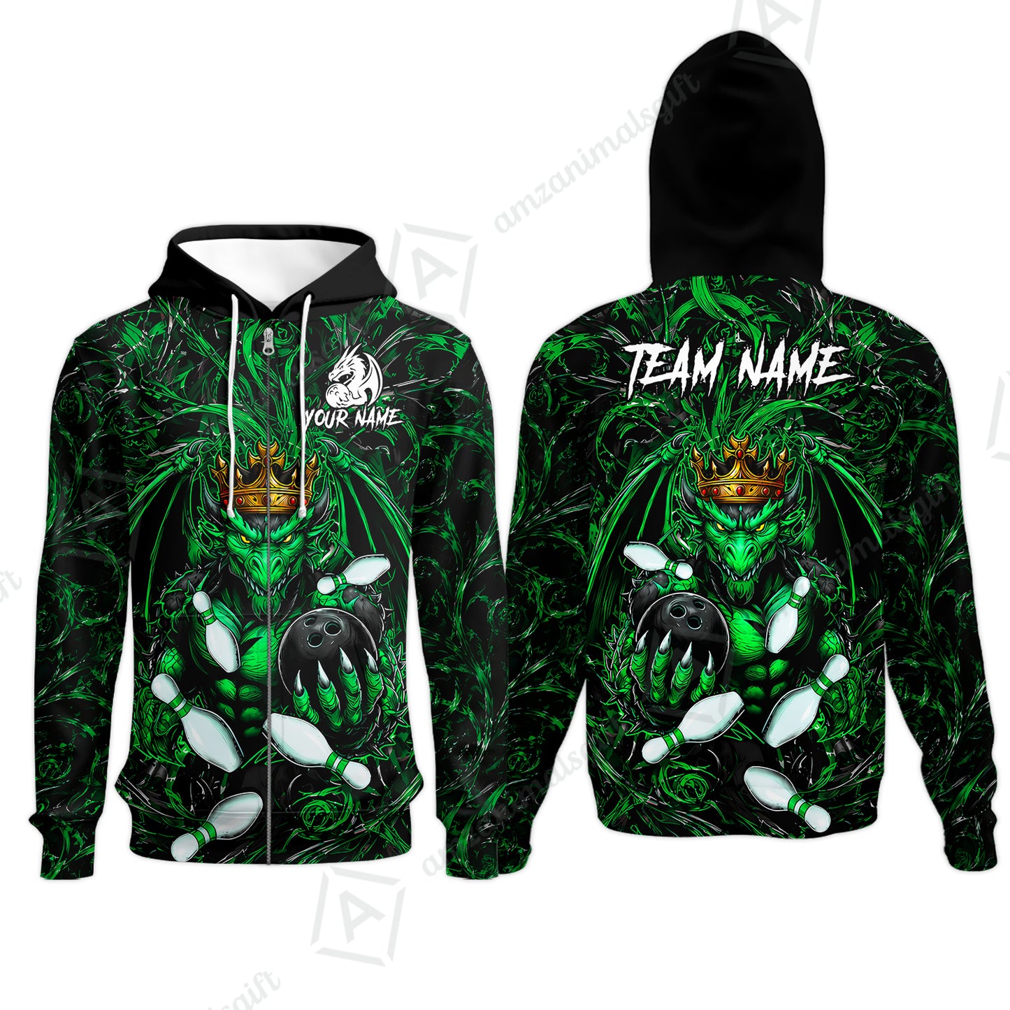 Zip Hoodie||Green