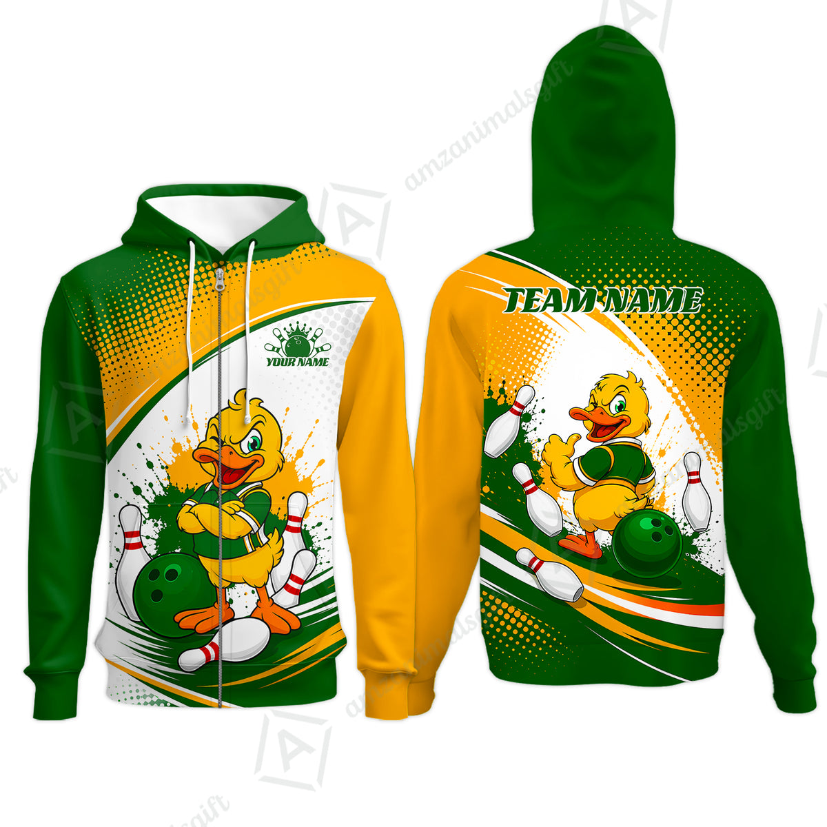 Zip Hoodie||Green