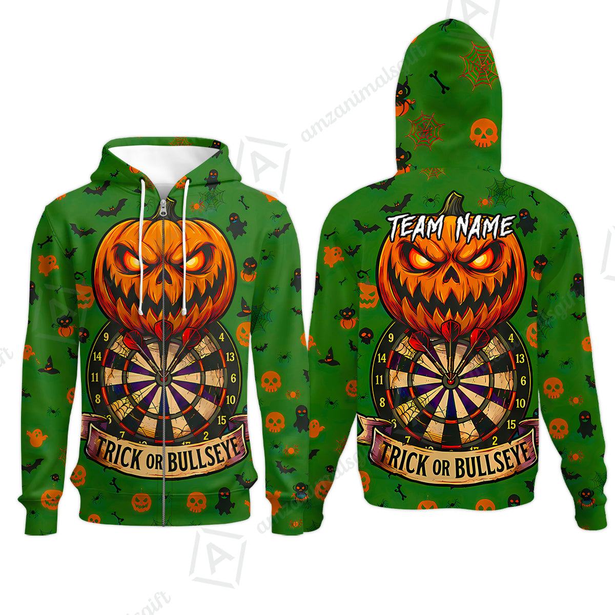 Zip Hoodie||Green