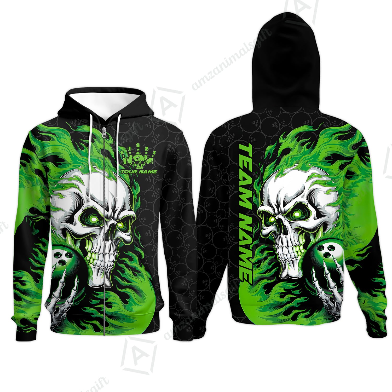 Zip Hoodie||Green