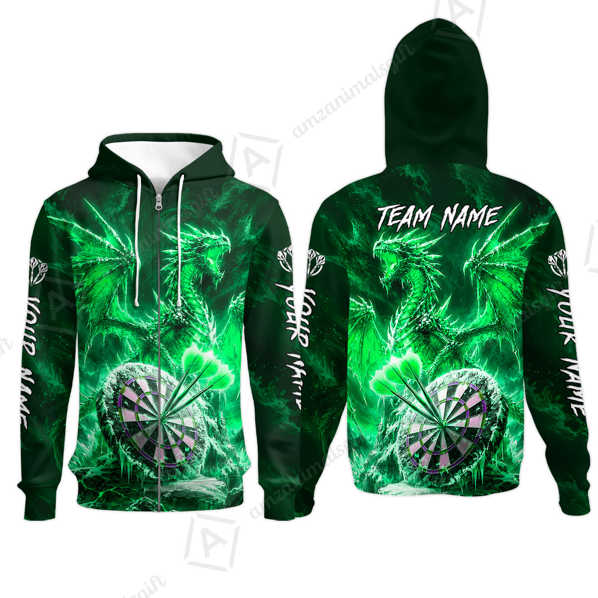 Zip Hoodie||Green