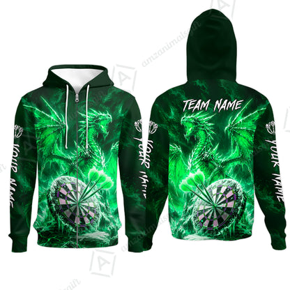 Zip Hoodie||Green