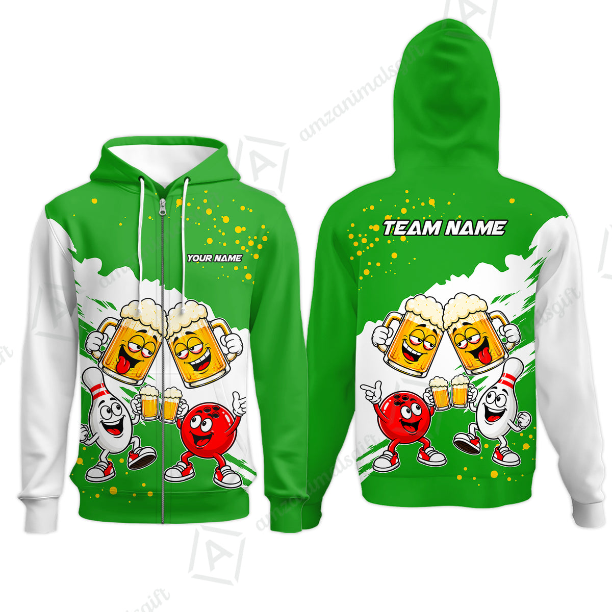 Zip Hoodie||Green