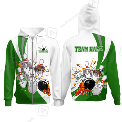 Zip Hoodie||Green