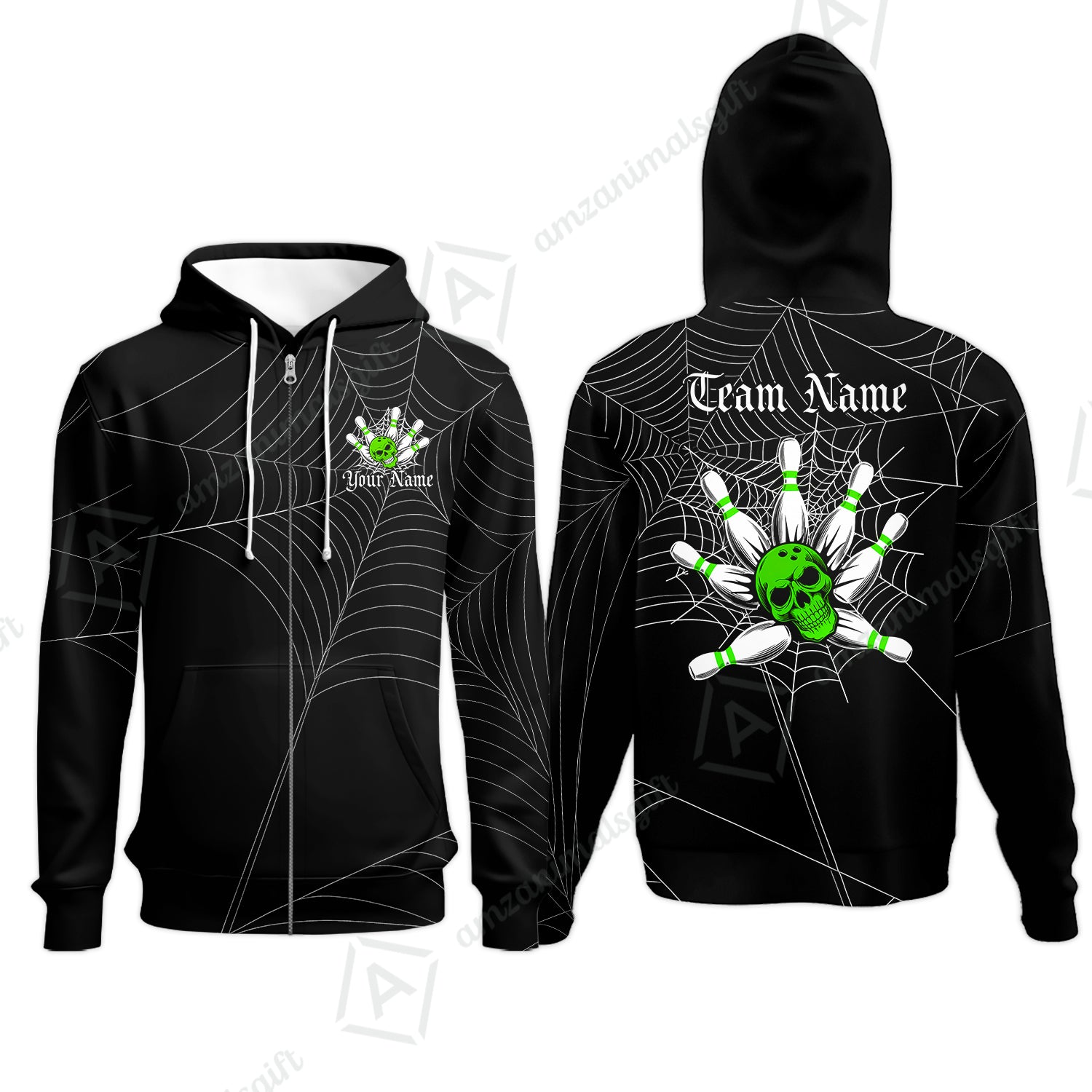 Zip Hoodie||Green