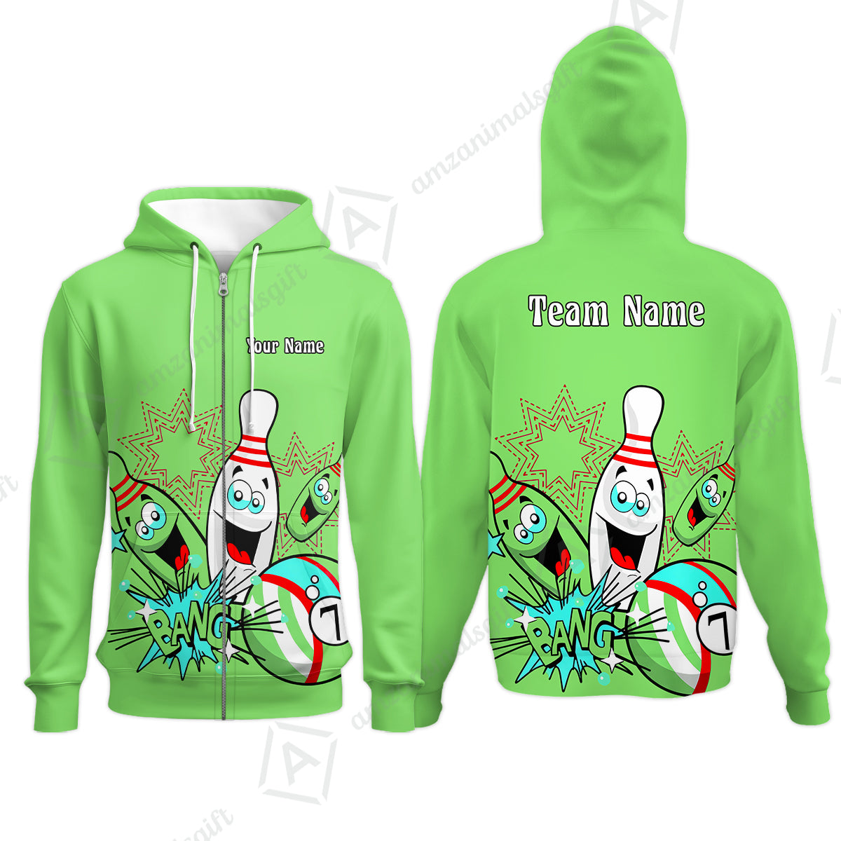 Zip Hoodie||Green
