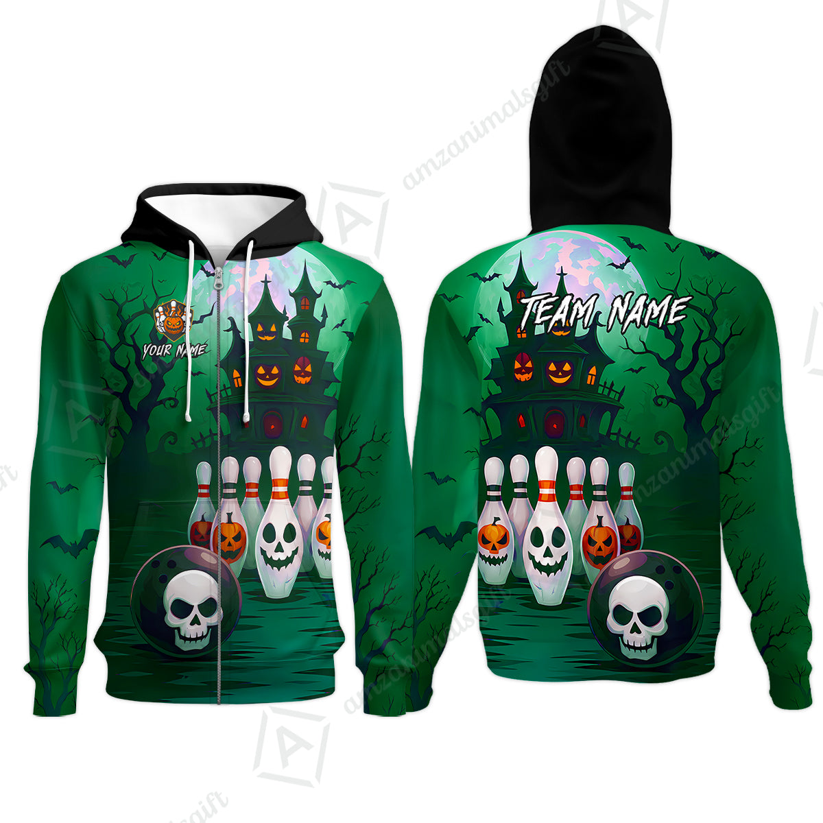 Zip Hoodie||Green